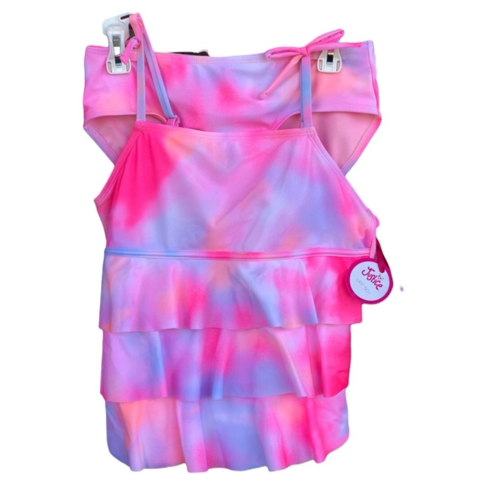 🌸Justice Girls 2 Piece  set Ruffle Tankini Swimsuit, Sizes L12/ 14